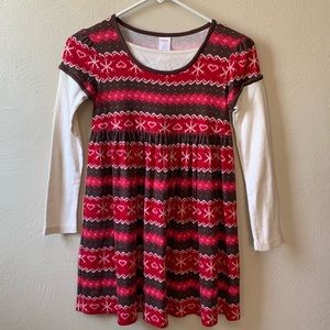Gymboree sz 8 Christmas or Valentines Day fair isle long sleeve shirt dress